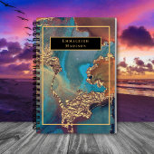 Elegantes Gold Modernes Blue Paint Monogram Journa Notizblock