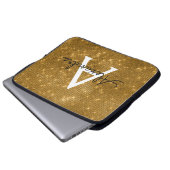 Elegantes Gold Modernes Sparkle Monogram Laptopschutzhülle (Vorne Knopf)
