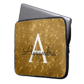 Elegantes Gold Modernes Sparkle Monogram Laptopschutzhülle (Vorderseite Links)