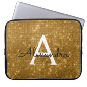 Elegantes Gold Modernes Sparkle Monogram Laptopschutzhülle (Vorderseite)