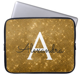 Elegantes Gold Modernes Sparkle Monogram Laptopschutzhülle