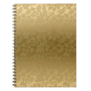 Elegantes Gold Monochromatisches Floral Damaskus M Notizblock