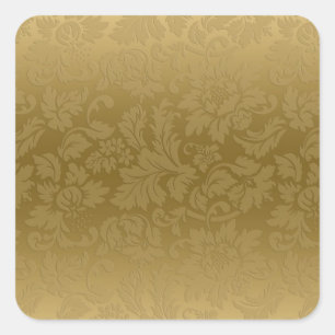 Elegantes Gold Monochromatisches Floral Damaskus M Quadratischer Aufkleber