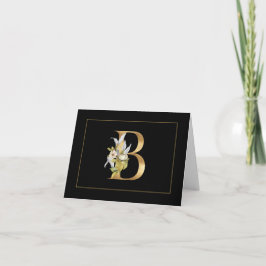 Elegantes Gold Monogram B mit Blume Note Card