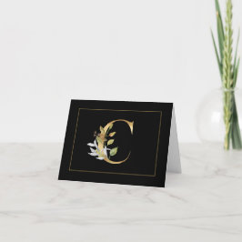 Elegantes Gold Monogram C mit Blume Note Card