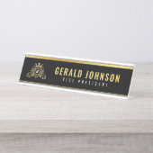 Elegantes Gold Monogram, erstes Design Schreibtischnamensplakette (Vorderseite )