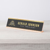 Elegantes Gold Monogram, erstes Design Schreibtischnamensplakette (Vorderseite )