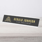 Elegantes Gold Monogram, erstes Design Schreibtischnamensplakette (Vorderseite )