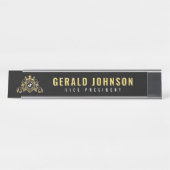 Elegantes Gold Monogram, erstes Design Schreibtischnamensplakette (Vorderseite )