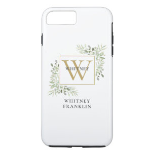 Elegantes Gold Monogram Greenergiefoliage Case-Mate iPhone Hülle