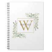 Elegantes Gold Monogram Greenergiefoliage Notizblock (Vorderseite)