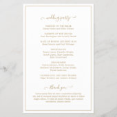 Elegantes Gold Monogram Hochzeitsprogramm (Hinten)