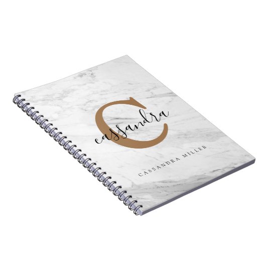 Elegantes Gold Monogram-MarmorNotebook Notizblock (Rechte Seite)