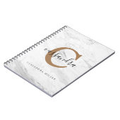 Elegantes Gold Monogram-MarmorNotebook Notizblock (Linke Seite)
