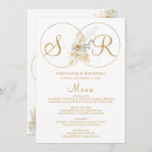 Elegantes Gold Monogram Name Initial Wedding Menu Menükarte (Vorne/Hinten)
