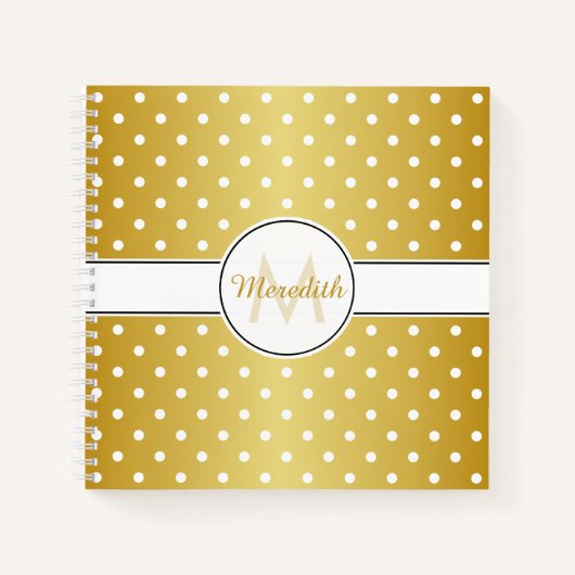 Elegantes Gold Monogram Polka Dot Muster Notizblock (Vorderseite)