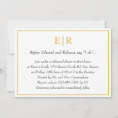 Elegantes Gold Monogram Probe Dinner Einladung (Vorderseite)