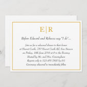 Elegantes Gold Monogram Probe Dinner Einladung (Vorne/Hinten)