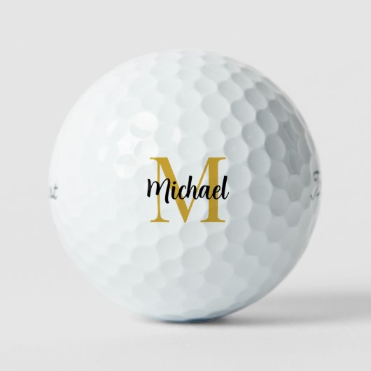 Elegantes Gold Monogram Titleist Pro V1 3 Pack Golfball (Vorderseite)