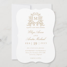 Elegantes Gold Monogram Wappen Custom Wedding Einladung