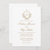 Elegantes Gold Monogram Wappen Custom Wedding Einladung (Vorne/Hinten)