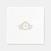 Elegantes Gold Monogram Wappen Custom Wedding Serviette (Vorderseite)
