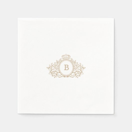 Elegantes Gold Monogram Wappen Custom Wedding Serviette (Vorderseite)