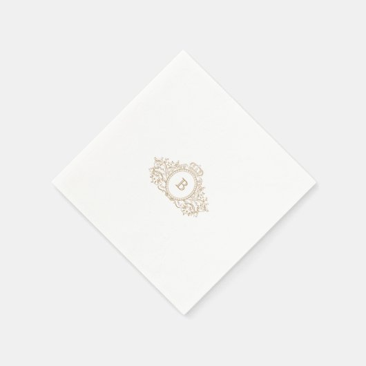 Elegantes Gold Monogram Wappen Custom Wedding Serviette (Ecke)