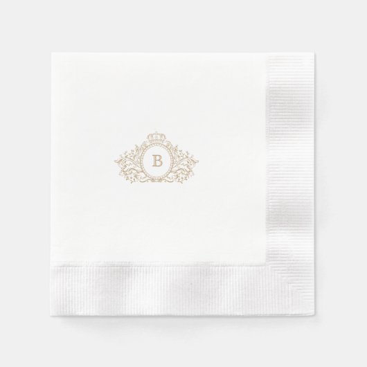 Elegantes Gold Monogram Wappen Custom Wedding Serviette (Vorderseite)