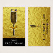 Elegantes Gold Monogram Wedding Free Drink Ticket (Vorne & Hinten)