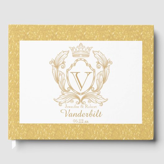 Elegantes Gold Monogram Wedding Gästebuch (Vorderseite)