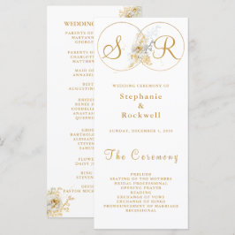 Elegantes Gold Monogram Wedding Programm