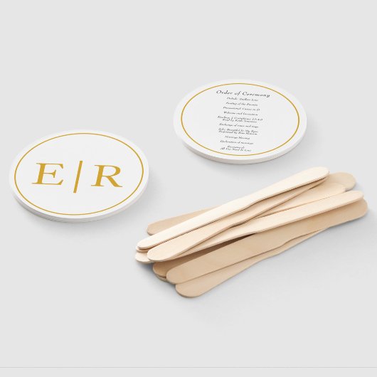 Elegantes Gold Monogram Wedding Programm Fächer (Non-assembled)