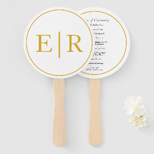 Elegantes Gold Monogram Wedding Programm Fächer