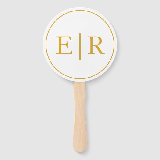 Elegantes Gold Monogram Wedding Programm Fächer (Vorderseite)