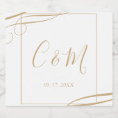 Elegantes Gold Monogram Wedding Wine Label Schaumweinetikett (Einzelnes Label)