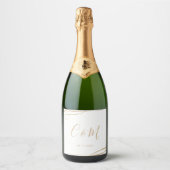 Elegantes Gold Monogram Wedding Wine Label Schaumweinetikett (Vorderseite)