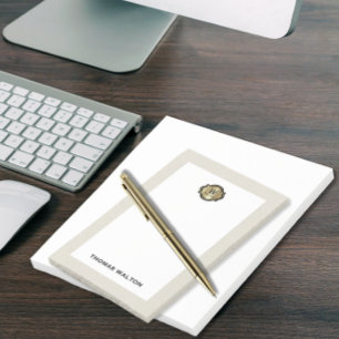 Elegantes Gold-Monogramm Creamy White Leder-Optik Post-it Klebezettel