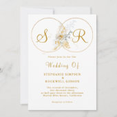 Elegantes Gold Monogramm in einer Hochzeit Einladung (Vorderseite)
