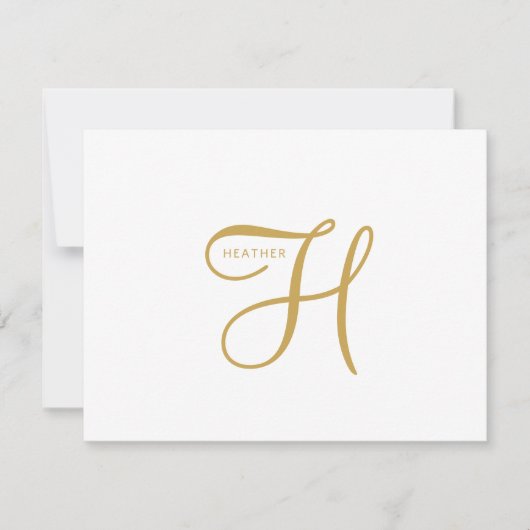 Elegantes Gold-Monogramm Mitteilungskarte (Vorderseite)
