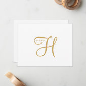 Elegantes Gold-Monogramm Mitteilungskarte (Vorderseite/Rückseite Beispiel)