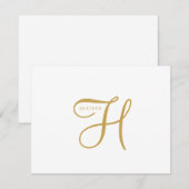 Elegantes Gold-Monogramm Mitteilungskarte (Vorne/Hinten)
