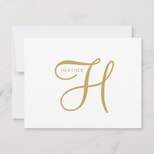 Elegantes Gold-Monogramm  Mitteilungskarte