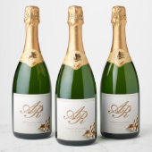 Elegantes Gold-Monogramm Schaumweinetikett (Flaschen)