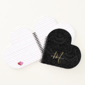 Elegantes Gold-Monogramm Schwarzes Blumenmuster Notizblock (Innenseite)
