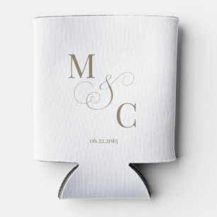 Elegantes Gold-Monogramm Weiße Hochzeit Dosenkühler