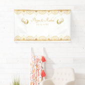 Elegantes Gold Muster Indische Hochzeit Banner (Insitu)
