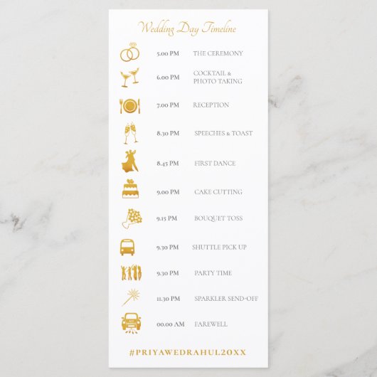 Elegantes Gold Muster Indische Hochzeit Programm (Rückseite)