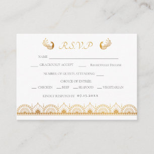 Elegantes Gold Muster Indische Hochzeit RSVP Begleitkarte