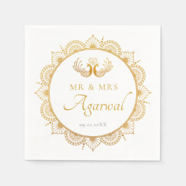 Elegantes Gold Muster Indische Hochzeit Serviette